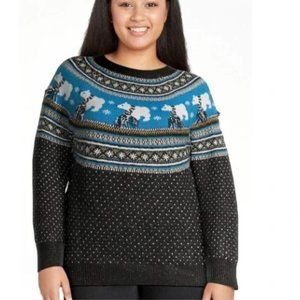 Holiday Time Polar Bear Fair Isle Nordic Sparkle Thread Pullover Sweater SZ 3X